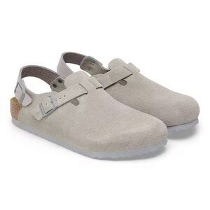 Birkenstock Tokio Clogs Suede Leather in Stone Coin NEW